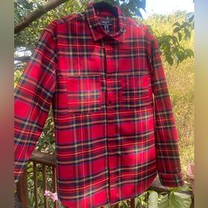 Red Plaid Button-Up Shirt